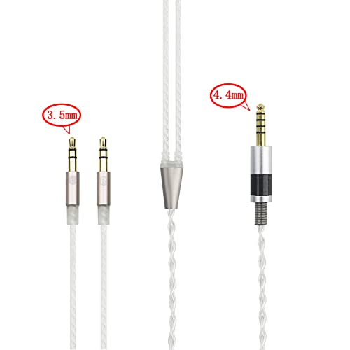 4.4mm Balanced Male Cable 6N OCC Copper Single Crystal Silver Plated Cord Compatible with Hifiman Ananda, Sundara, Arya, HE400SE, Deva-Pro Headphones (4.4mm to Dual 3.5mm Male Version)