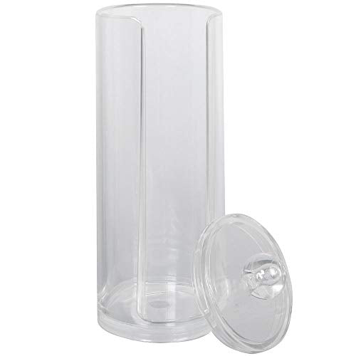 ForPro Acrylic Cotton Pad Holder with Removable Lid & Side Opening, Clear Storage Organizer, Fits 2” Cotton Rounds, 2.75” D x 7.75” H