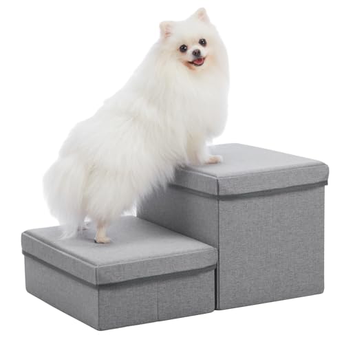 3 Step Folding Dog Step Stairs,Foldable Dog Stairs with 3 Storage Boxes for High Bed & Sofa,Pet Storage Stepper & Safety Ladder for Cats Dogs up to 60 pounds