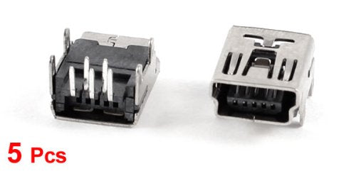 Mini USB Type B Female Socket 5-Pin Right Angle DIP Jack Connector 5 Pcs