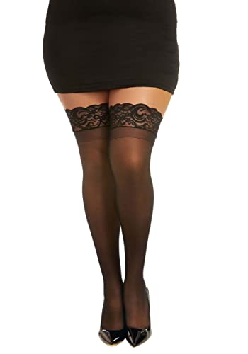 Women’s Sheer Thigh High Pantyhose Hosiery Nylons Stockings with Comfort Lace Top Anti-Slip Silicone Elastic Band