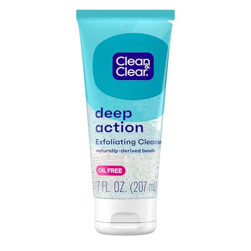 Deep Action Exfoliating Cleanser with Pro-Vitamin B5, Gentle Exfoliating Daily Face Scrub Cleans Deep Down to the Pore for Soft, Smooth, Hydrated Skin, Oil Free Face Wash, 7 FL OZ