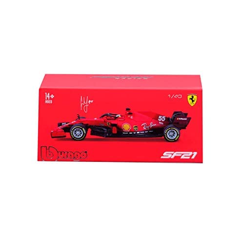 B18-36828S 1:43 F1 2021 Ferrari SF21 with Helmet SAINZ, Assorted Colours