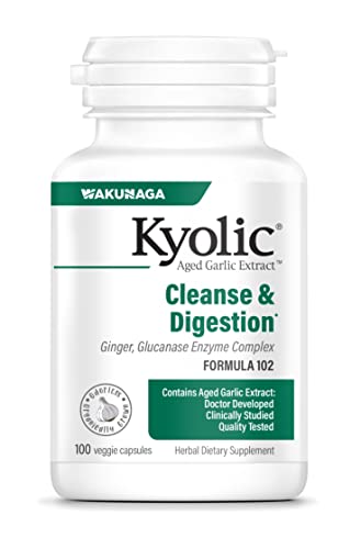 Aged Garlic Extract Formula 102, Ginger and Glucanase Enzyme Complex, 100 Vegetarian Capsules (Packaging May Vary)