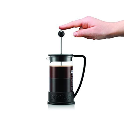 12oz Brazil French Press Coffee Maker, High-Heat Borosilicate Glass, Black - Made in Portugal
