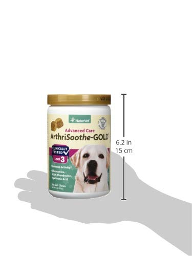 ArthriSoothe-Gold Level 3 Advanced Joint Care for Dogs – Soft Chew Dog Supplement with Glucosamine, MSM, Chondroitin & Hyaluronic Acid – Wheat-Free Pet Supplements – 180 Ct.