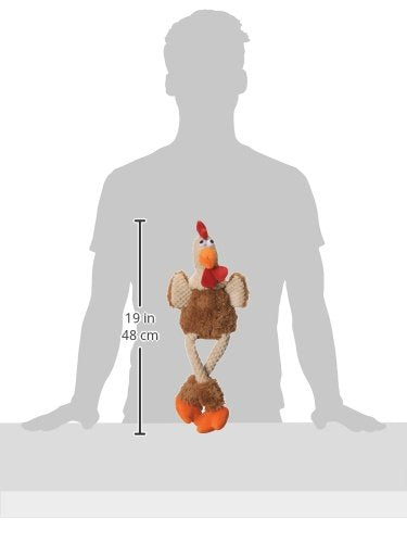 Checkers Skinny Rooster Squeaky Plush Dog Toy, Chew Guard Technology - Brown, Large