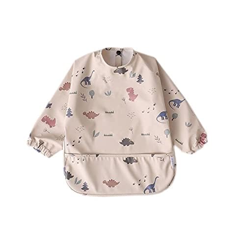 Waterproof Baby Bibs,Infant Toddler Long Sleeve Feeding Bib With Food Catcher,Easy Clean & Washable