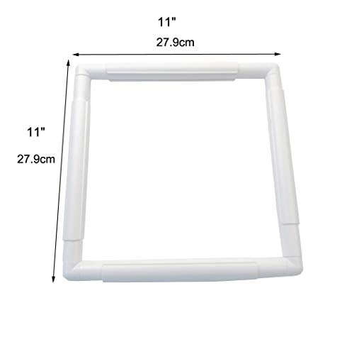 11 X 11 Plastic Cross Stitch Frame Square Embroidery Hoop White DIY Sewing Tools Sewing Hoop Handhold Craft Clip Embroidery Snap Frame Hoop for Cross Stitching Quilting (11 X 11)