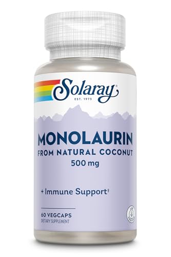 Monolaurin 500mg from Natural Coconut - Monolaurin Supplement for Powerful Nutritive Support - 60-Day Money Back Guarantee, Lab Verified - 60 Servings, 60 VegCaps