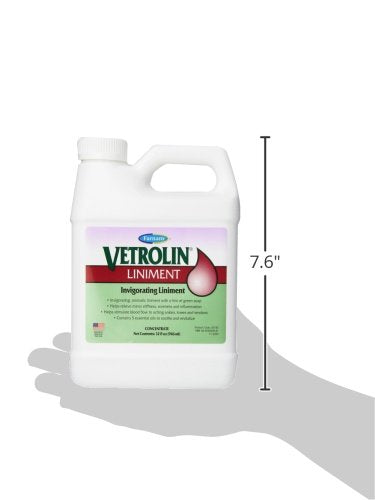 Vetrolin Horse Liniment for Muscle Soreness, Stiffness and Inflammation Relief on Horses, Helps Reduce Swelling, Aids in Pain Relief, 32 Oz.