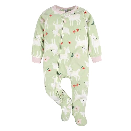 Baby Girls Flame Resistant Fleece Footed Pajamas 2-Pack, Pink Fox, 3-6 Months