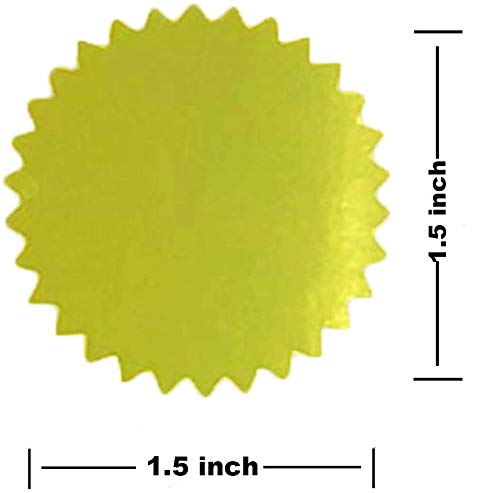 Remarkable Gold Certificate Embossing Seal Label - 1.5 Inch Gold Foil Sticker Envelope Package Serrated Edge Self-Adhesive Stickers – 180 Labels Per Pack