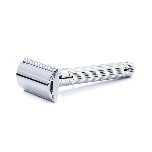 DE89LBLAMZ Classic Double Edge Manual Eco-Friendly and Reusable Safety Razor for Men and Women for Shaving Cream or Soap (Lined)