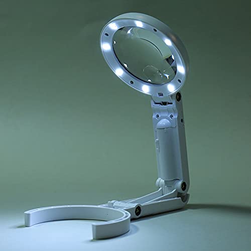 Magnifier Glass Table Lamp,5X/11X Foldable Magnifying Lamp USB Powered,with 8 LED Lights,for Reading,Hobbies,Jewelry,Task Crafts or Workbench