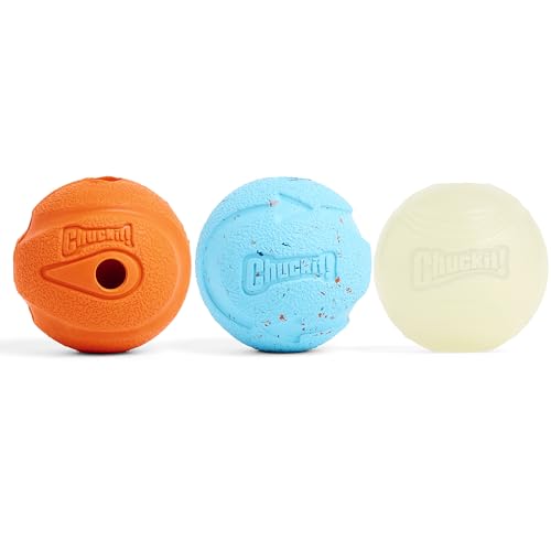 Chuckit Gen 1 Fetch Pack Dog Balls - Interactive Dog Toys, High-Bounce Fetch Ball, Floating Ultra and Rugged Balls, Durable - Size Medium, 2.5-inch Diameter, Set of 3