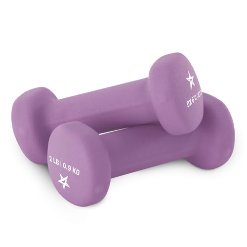 Exercise amp Fitness Ibs Non Slip Hexagon 2lbs Neoprene Dumbbell Set for Muscle Toning Stren, A-Purple-2 lbs , 2 Pair US