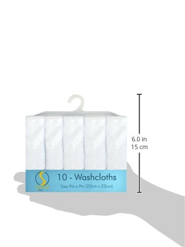 Washcloth Wipes Set for Newborn Boys and Girls, Soft Terry Washcloth Set, Pack of 10, White, (010-WTE)