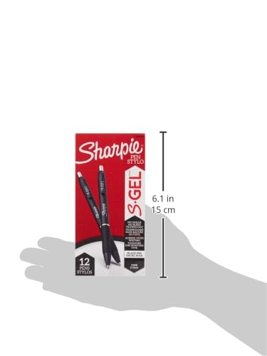 Sharpie S-Gel, Gel Pens, Drawing Pens, Gel Ink Pens For Journaling, Writing Pens, Coloring Pens, Fine Point Pens (0.5Mm), Black Ink Gel Pen, 12 Count