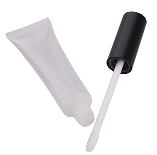 10 Pcs 15ml Empty Clear Plastic DIY Lip Gloss Tube Container Bottle Jar Pot with Brush