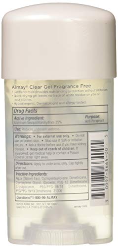 Clear Gel, Anti-Perspirant and Deodorant, Fragrance Free, 2.25-Ounce Stick (Pack of 3)