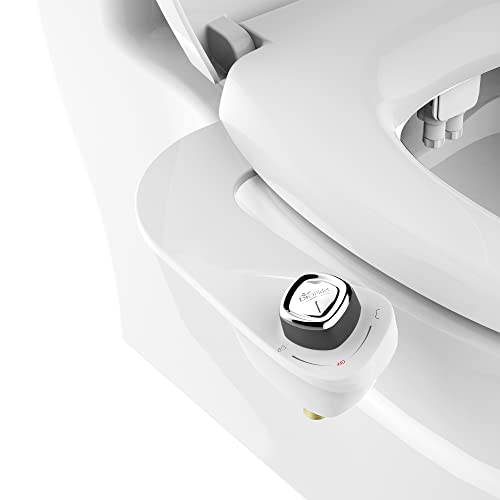 SlimEdge Bidet Attachment for Toilet, Non Electric, Self Cleaning Dual Nozzles for Front and Rear Cold Water Wash, Adjustable Water Pressure, Ultra Thin Design, White