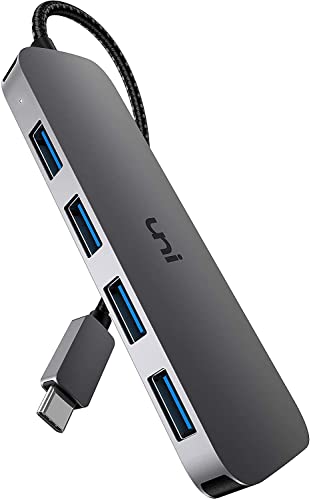 USB C to USB Hub Multiport Adapter, Aluminum 4 Ports USB C Splitter for Laptop, Slim Thunderbolt 3/4 Data USB Hub Compatible for MacBook Pro/Air, iPad Pro, Dell, Chromebook | Keyboard, Mouse, HDD
