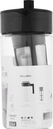 Patented Deluxe Cold Brew Coffee Maker with Black Lid Airtight Pitcher, 1 Quart, Black