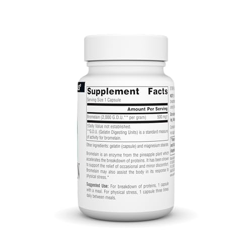Bromelain 500 mg Pineapple Enzyme Caps, 60 ct