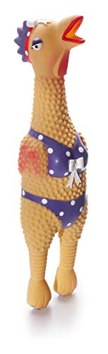 by Charming Pet Squawkers Henrietta Latex Rubber Chicken Interactive Dog Toy, Large