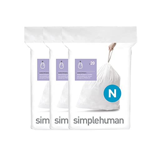 Code N 60 Count, Genuine Custom Fit Liners, Drawstring Trash Bags in Dispenser Packs, 45-50 Liter / 11.9-13.2 Gallon, White