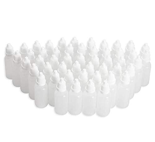 15Ml/0.5Oz: 50Pcs 15Ml 0.5Oz Transparent Empty Plastic Dropping Bottles with White Screw Cap Eyedrop Storage Holder Portable Refillable Squeezable Container Cosmetic Makeup Tools