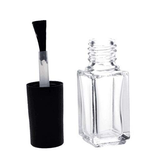 5PCS 5ML Nail Polish Bottles Empty Glass Square Bottom Shape Nail Polish Clear Bottles,With Cap and Soft Brush,Nail art