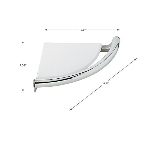(1-Pack) Wall Mount Corner Shelf with Assist Bar ADA Compliant Polished Chrome 8-1/2 Bathroom Safety Handle | Wall Mount 300 lb Capacity Balance Assist Bar, Handicap Grip DF702PC