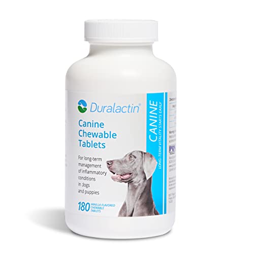 Pharmacal Duralactin Canine Chewable Tablets - Joint Health Supplement for Dogs & Puppies - Contains Milk Protein - Vanilla Flavor - 180 Chews