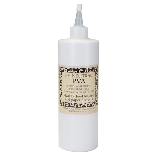 Books by Hand pH Neutral Adhesive, Archival Quality Acid-Free Dries Clear and Quick Water Soluble Lay-Flat Property, 16 Ounces (1 Pack)