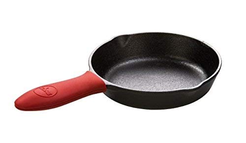 Silicone Mini Hot Handle Holder - Dishwasher Safe Mini Hot Handle Holder Designed for Cast Iron Skillets 8 Inches or Smaller w/ Keyhole Handle - Reusable Heat Protection Up to 500° - Red