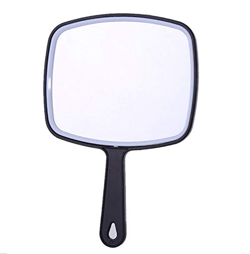 Handheld Mirror with Handle, for Vanity Makeup Home Salon Travel Use (Quadrilateral, Black)