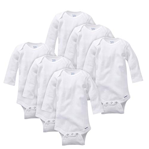 Unisex Baby Multi-Pack Long-Sleeve Onesies Bodysuit Mitten Cuff Sizes 6-Pack White 3-6 Months