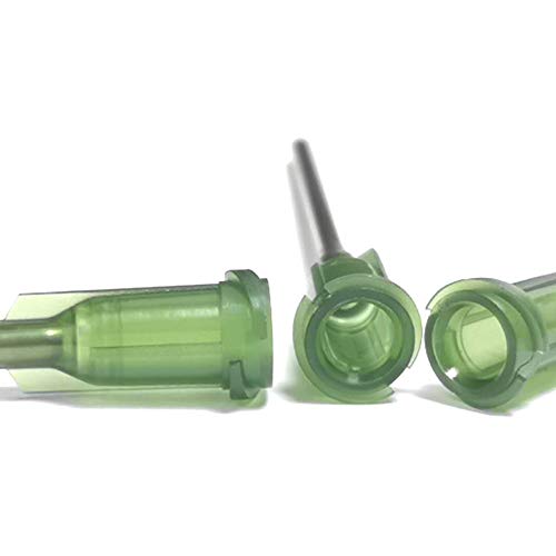 14 Gauge 1 Inch Industrial Blunt Tip Dispensing Needle with Luer Lock,Precision Applicator,Olive 20 PCS