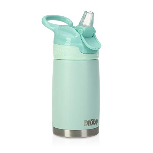 Thirsty Kids No Spill Flip-It Reflex Stainless Steel Travel Cup or Water Bottle - 10 Oz - 18+ Months - Aqua Mint