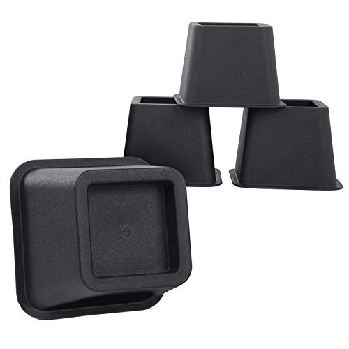 Bed Risers Heavy Duty (4 Pack - 3 Inch) - Furniture Lifts Risers for Couch, Table, Desk, Chair & Dorm Bed Risers for Bed Frame - Leg Elevator, Height Extender, Stackable Platform Blocks