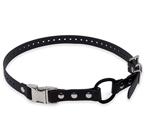 Quick Snap Bungee Dog Collar, Biothane, Waterproof, Odorproof, Easy Connect and Disconnect Clasp and D Ring with Comfort Bungee Loop, Adjustable for Custom Fit, 3/4-Inch, Black