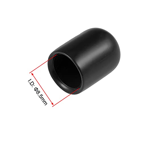 20pcs Rubber End Caps 8.5mm ID Vinyl Round Tube Bolt Cap Cover Thread Protectors Black