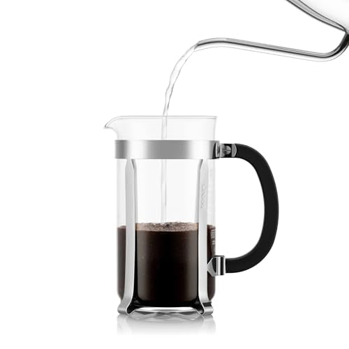 34oz Chambord French Press Coffee Maker, High-Heat Borosilicate Glass, Polished Stainless Steel – Made in Portugal