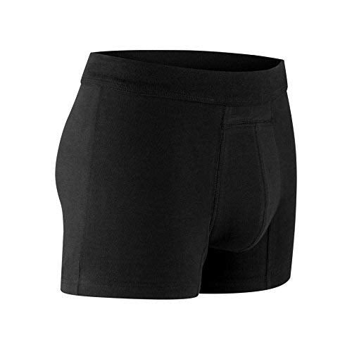 - Washable Urinary Incontinence Cotton Boxer Brief Underwear for Men with Front Absorbent Area (Medium (Pack of 1), Black)