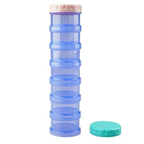 7 Day Pill Organizer Case Stackable Weekly Supplements Vitamins Pills Dispenser Holder Translucent Blue with Extra Lid