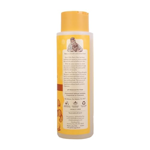 Burt's Bees for Pets Hypoallergenic Shampoo for Dogs with Shea Butter and Honey, 95% Natural Origin Formulas, Shampoo for Sensitive Dogs - Gentle Dog Shampoo, 16 oz