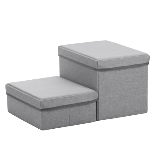 3 Step Folding Dog Step Stairs,Foldable Dog Stairs with 3 Storage Boxes for High Bed & Sofa,Pet Storage Stepper & Safety Ladder for Cats Dogs up to 60 pounds