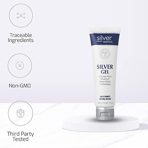 Silver Biotics Colloidal Nano SilverSol Ag4O4 20 ppm Healing & Soothing Gel | Great for Healing Skin from Scars, Burns, Wounds, Blemishes & More | 4 Oz (Pack of 2)